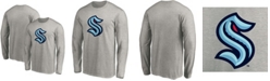 Fanatics Men's Heather Gray Seattle Kraken Big and Tall Primary Logo Long Sleeve T-shirt